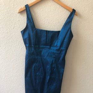 Calvin Klein metallic blue knee length dress